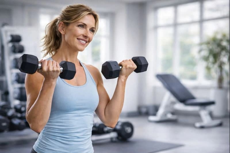 A woman training after using sermorelin